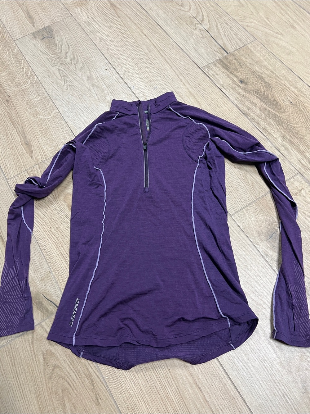 Icebreaker Purple Long-Sleeve V-Neck Half-Zip Merino Top